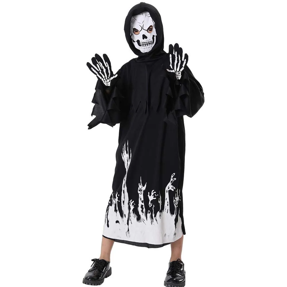Disfraces de actuación, capa luminosa de Halloween, máscara de terror de calavera, disfraz de Halloween para niños, juego de rol, Dios de la muerte