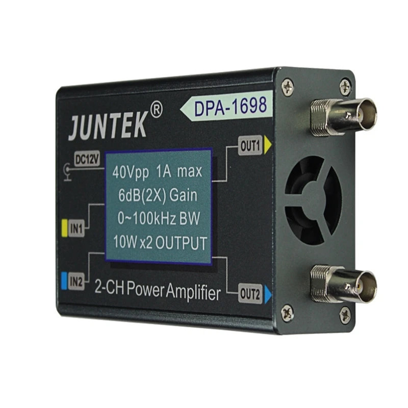 JUNTEK DPA1698 High-Power Dual-Channel DDS Signal Source Function Signal Generator Power Amplifier Set With US Plug