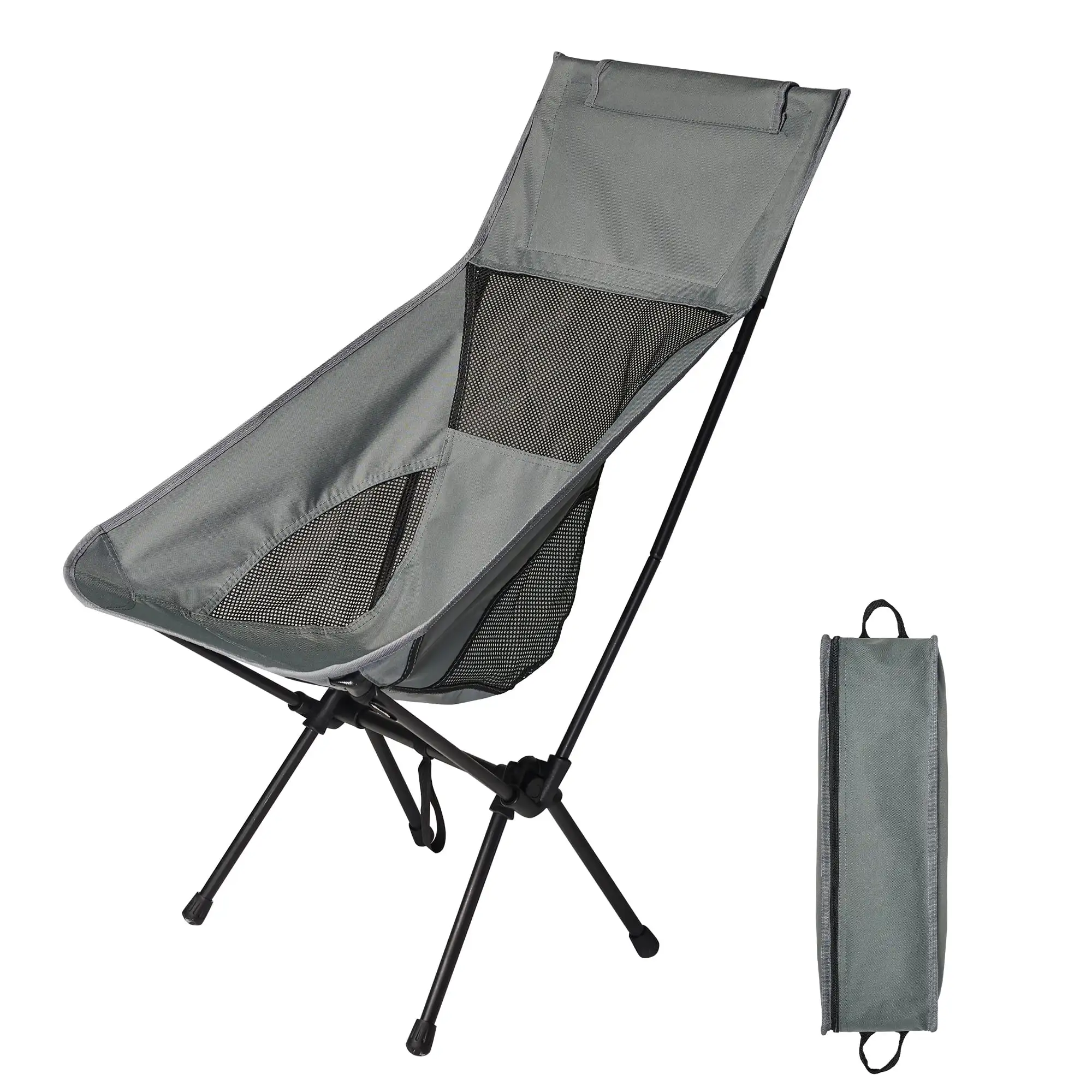 

Portable Camping Chair, Collapsible Outdoor Chair with Carrying Bag, Gray