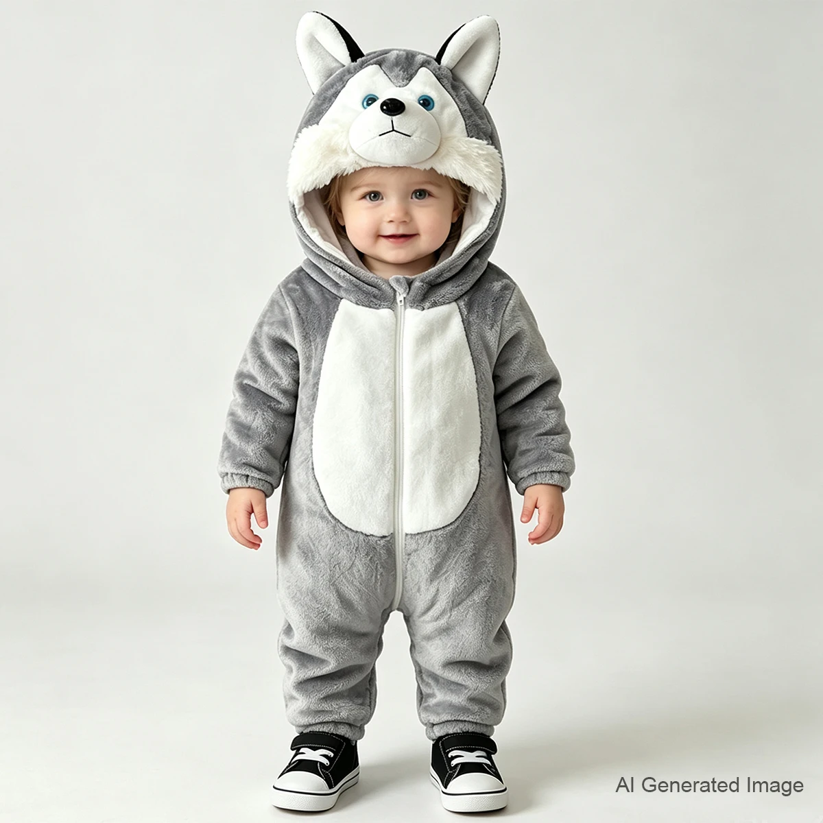 Umorden Animal Dog Husky Romper Costume Kigurumi Jumpsuit Onesies for Baby Boys Infant Toddler Flannel Halloween Fancy Dress