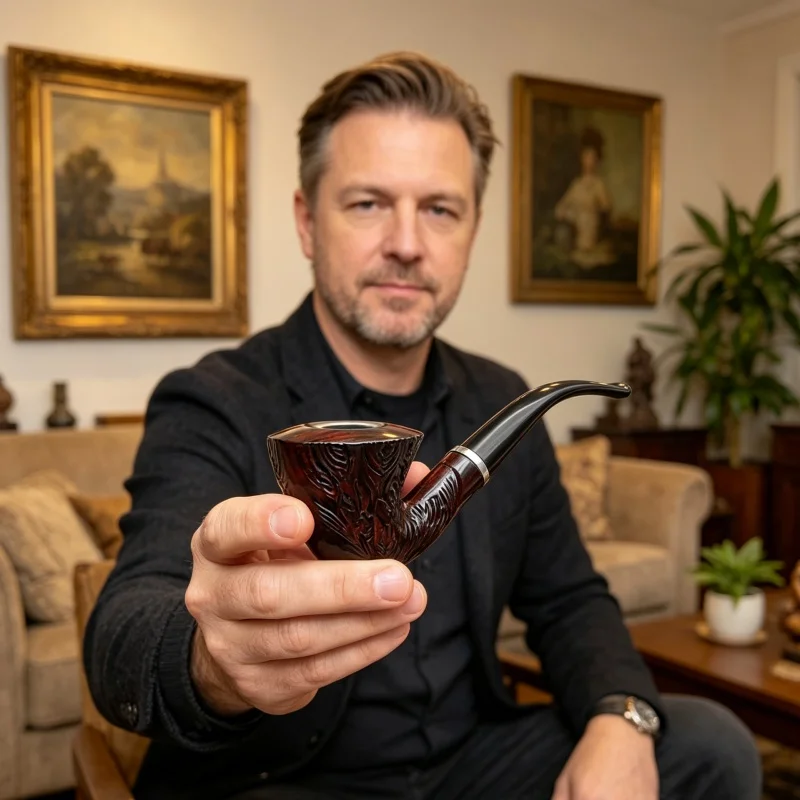 2023 New Classic Curved engraving Pipe Chimney Filter Smoking Pipes Tobacco Pipe Cigar Grinder Smoke Mouthpiece @1 view 5