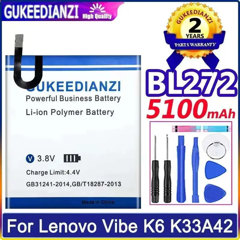 

Mobile Phone Battery BL272 5100Mah For Lenovo Vibe K6 Power K33A42 XT1662 Not K33a48 K33b36 K33b37