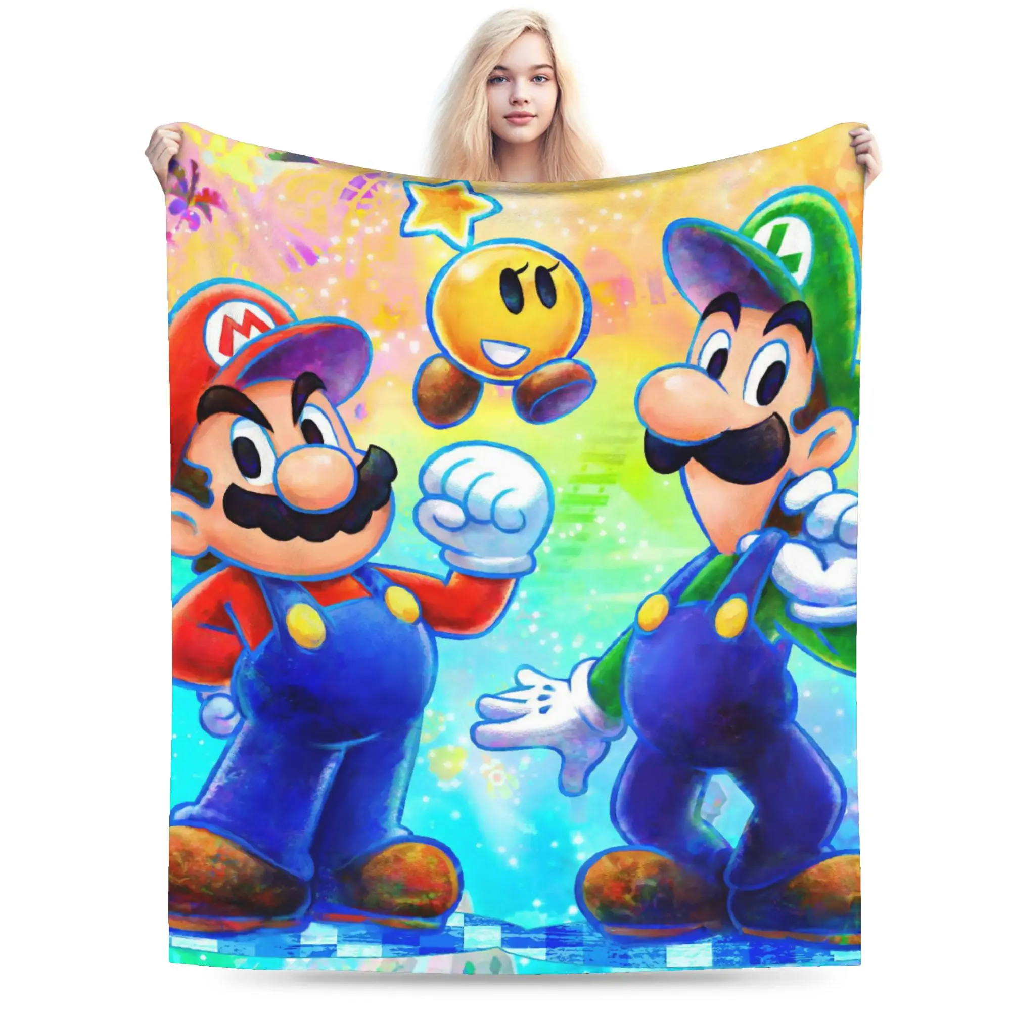 

Cartoon Super Marios Blankets Flannel Printed Multifunction Lightweight Throw Blankets for Bed Car Plush Thin Quilt