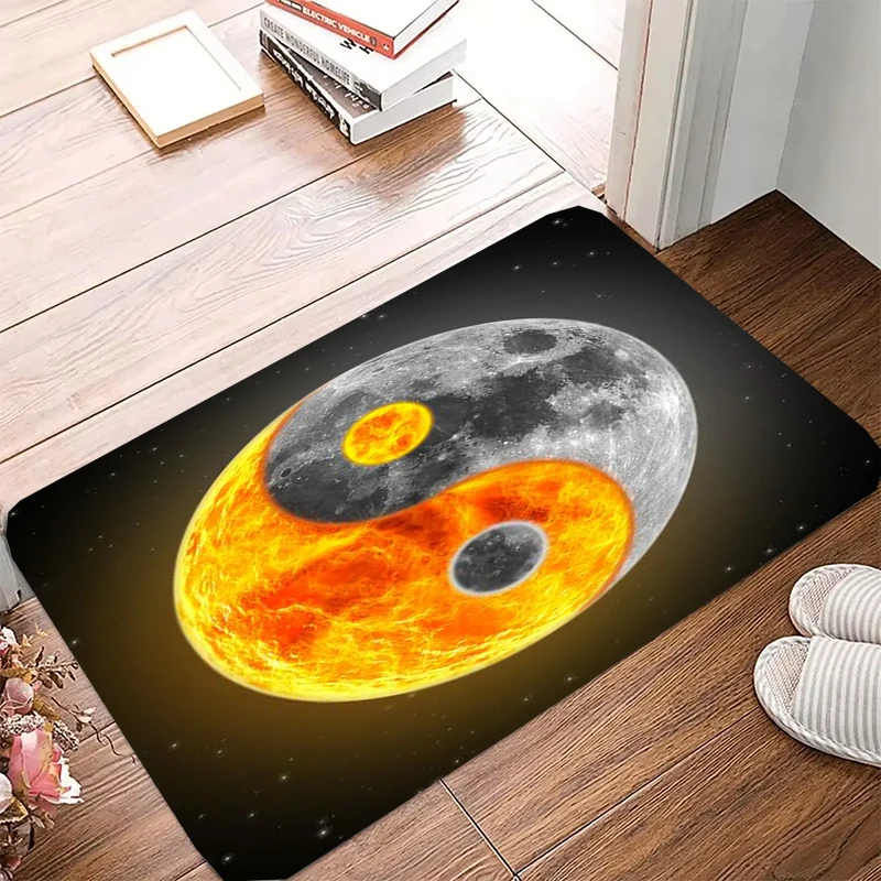 Taiji Moon Mat Home Indoor Welcome Cartoon Design Doormat Anti-wrinkle Non-slip Entrance Floor Carpet Bathroom Bedroom Rug