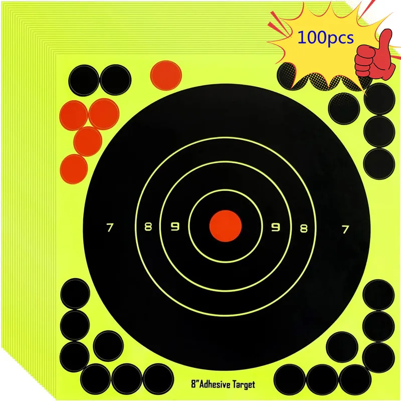 100Pcs Splatterburst Doelen 8 Inch Sight In Stok Ploetert Zelfklevende Schieten Doelen Shots Burst Heldere Fluorescerend Geel