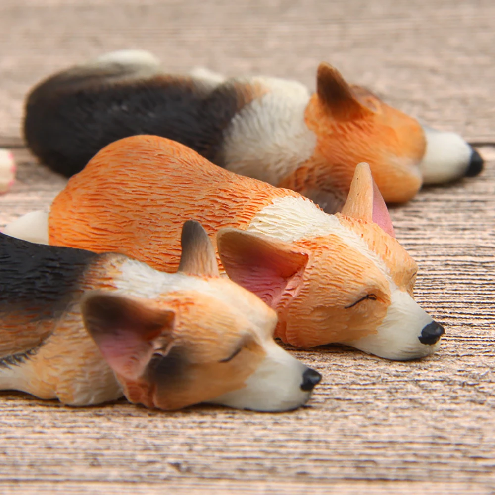 Miniature Figurines Model Welsh Corgi Pembroke Simulation Dogs Resin Figures for Kids Home Decor Accessories for Children Gifts