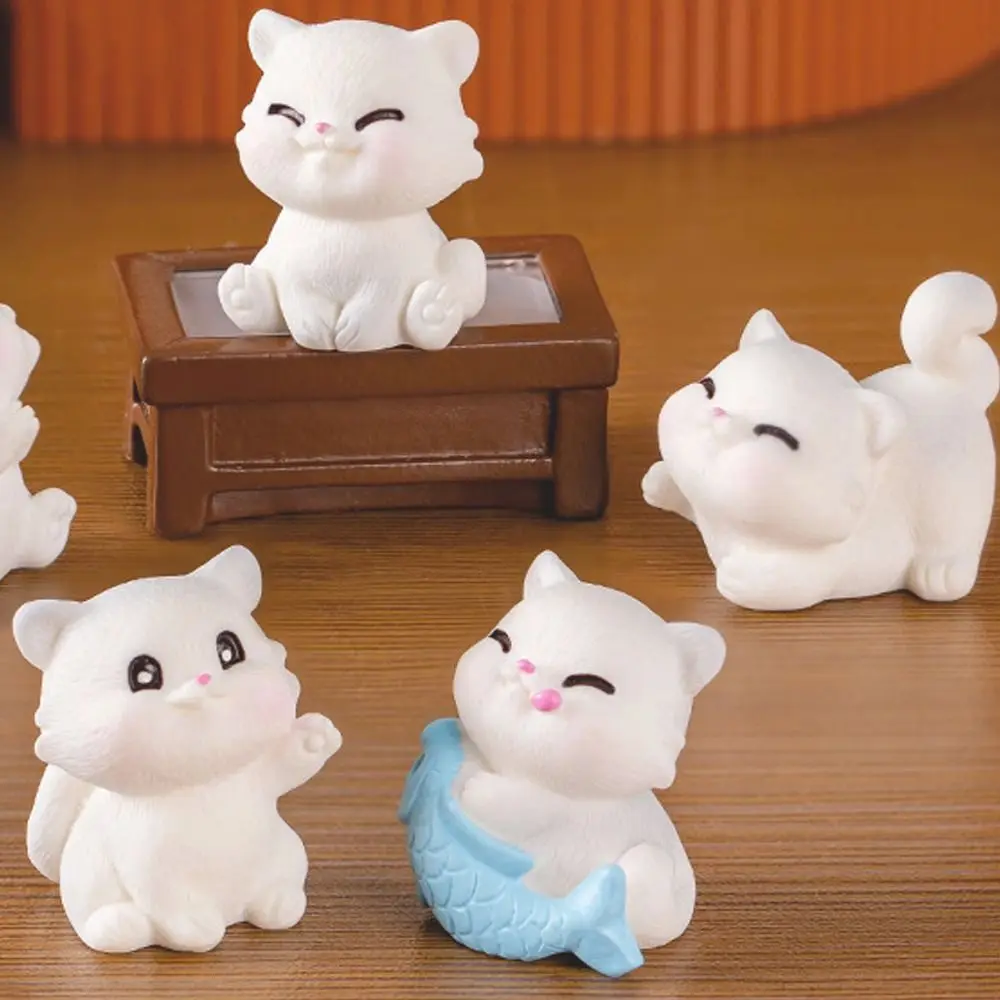 귀여운 미니 고양이 인형 DIY 만화 고양이 동상 수지 공예 새끼 고양이 인형 소형 홈 오피스 데스크탑 장식