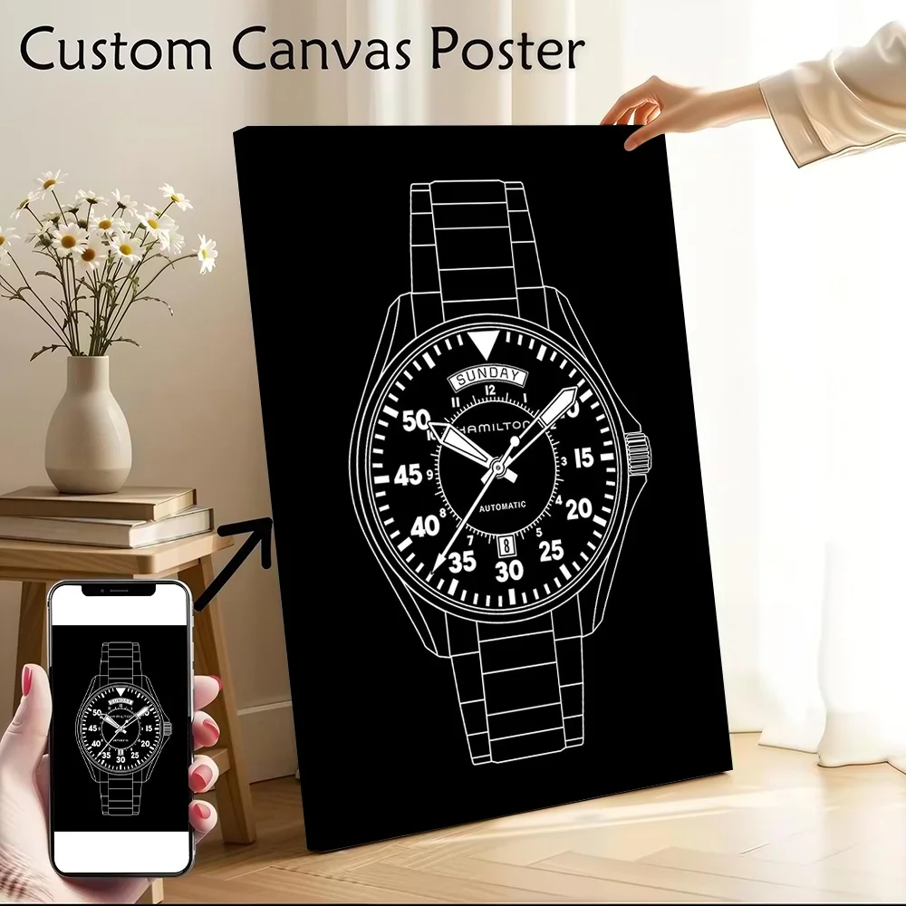 Hamilton Cooper White Line Art Canvas Poster Customizable Pictures Wall Art Canvas Painting for Living Room Decorations Mural