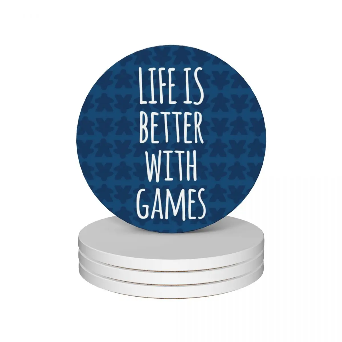 

Life is Better with Games All Blue Meeples Pattern - Perfect for Board Game Lovers Ceramic Coasters (Set of 4) custom Coasters