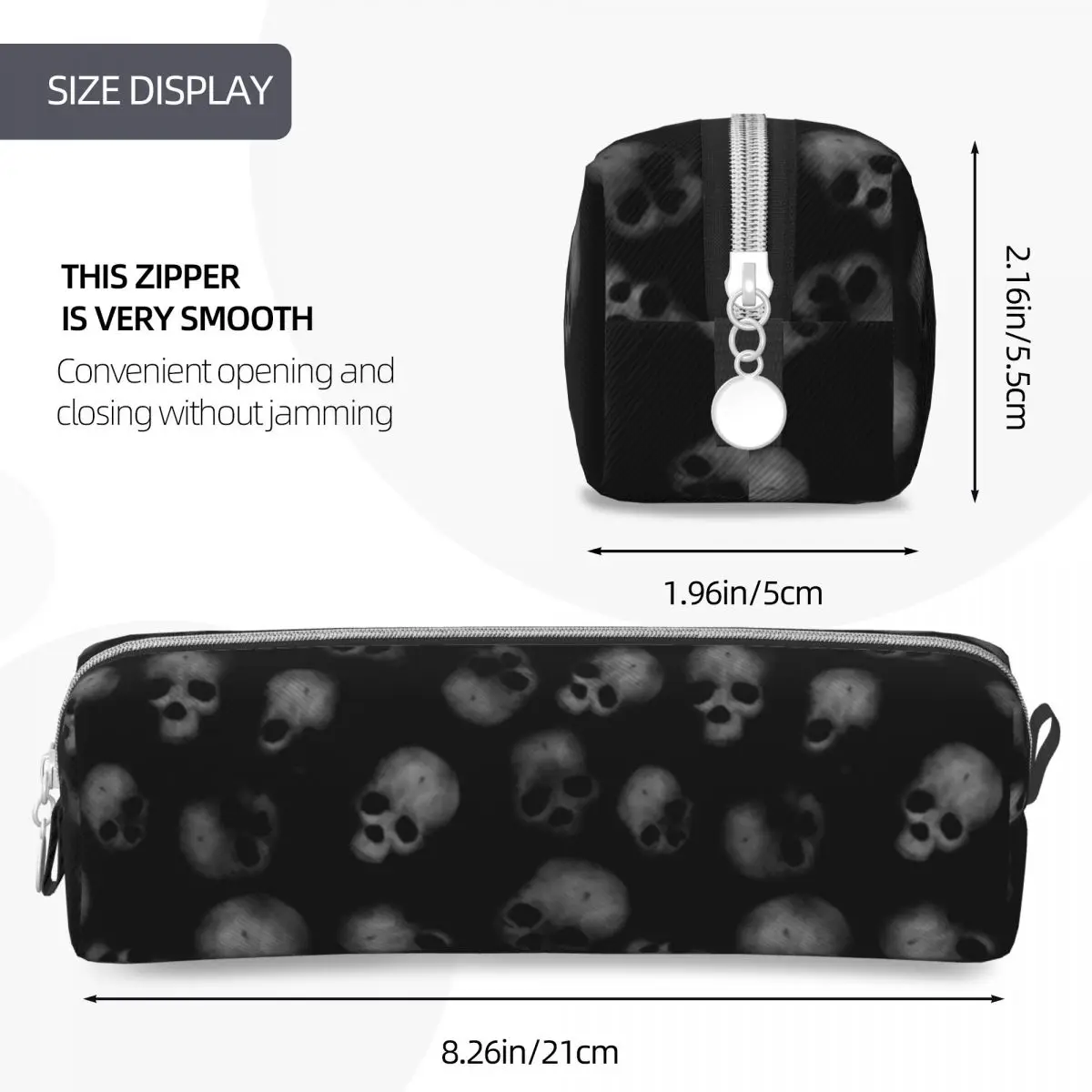 Skulls Pattern Pencil Cases Cute Goth Witchcraft Pen Box Pencil Bags Student Large Storage School Supplies Gifts Pencilcases