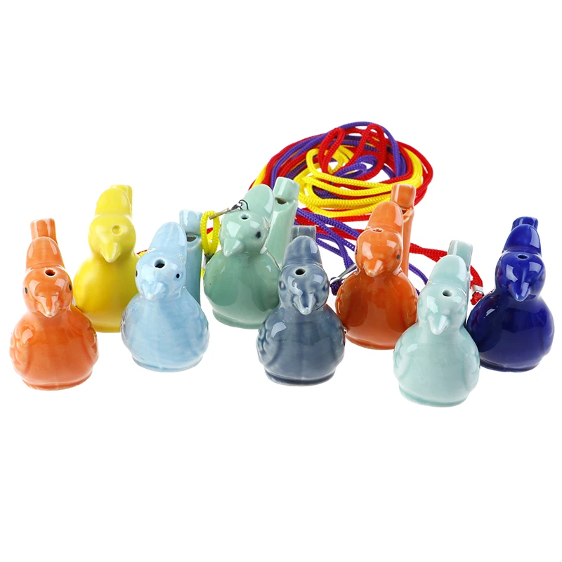 1Pc Chinese Ceramic Water Bird Whistle with Rope Vintage Funny Musical Toys Kids Children Gifts