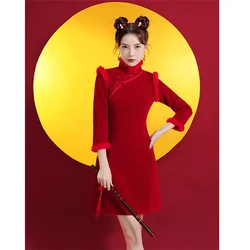 Cheongsam 2023 Neue Kurze Stil Tägliche Mädchen Retro Traditionellen Chinesischen Stil Kleid Neue Verbesserte Junges Mädchen Moderne Qipao Kleid