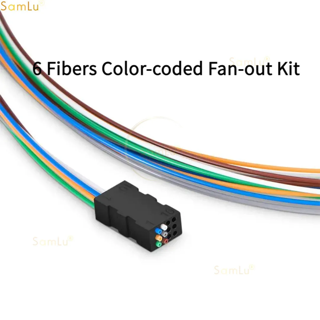 6 Fibers Color-coded Fan-out Kit, 1.2M (3.94ft) Tubing Length Build Up 250μm Fiber To 900μm Hytrel Furcation Tubing