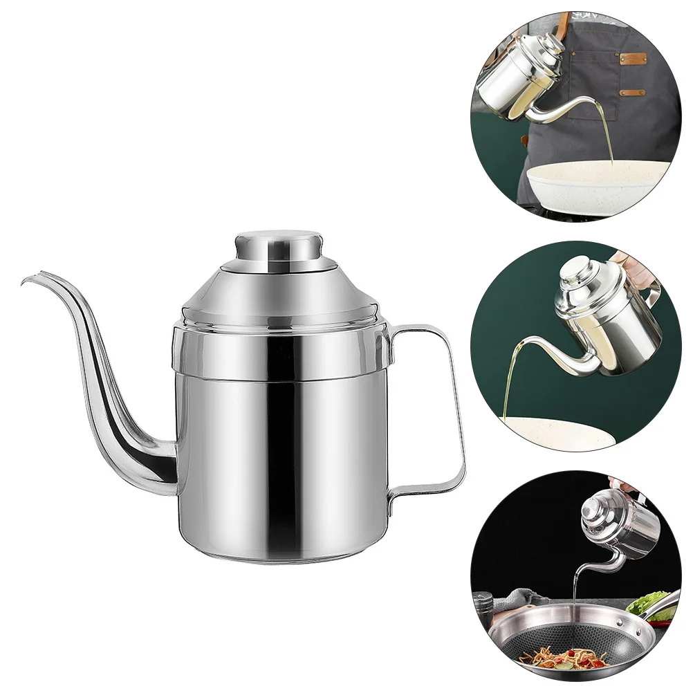 

1Pcs Stainless Steel Oil Bottle Multi Purpose Use in Cafe Hotel Buffet Party Dining Silver Stainless Steel Oil Bottle