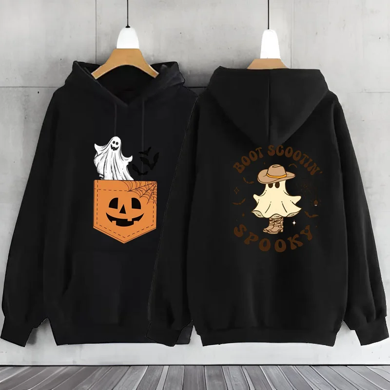 Halloween Ghost Y2k Hoodie Spooky Woman Clothing Hoodies Women's Sweatshirts Casual Halloween Long Sleeve Kawaii Ghost Hoodies