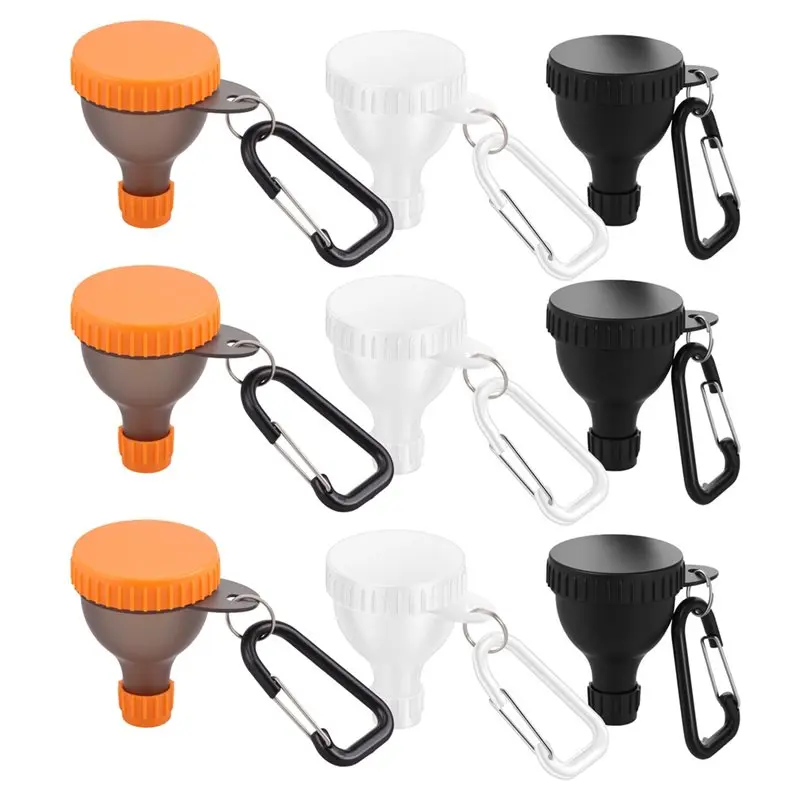 GTBL Protein Powder Funnel Set 9Pcs For 50Ml Portable Mini Protein Powder Bottle Carabiner& Reinforced Cap For Workout Fitness