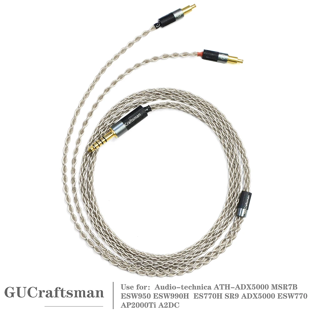 

GUCraftsman 6N Single Crystal Silver Headphone Cables for Audio-technica ATH-ADX5000 MSR7B ESW950 ESW990H ES770H AP2000Ti A2DC