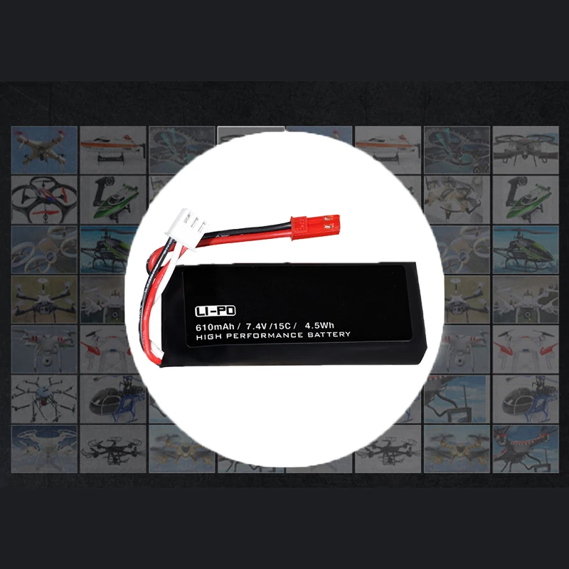 7.4V 610mAh 15C Rechargeable Lipo Battery JST plug For H502S H502E Remote Control Quadcopter Spare Parts Replacement Accessories