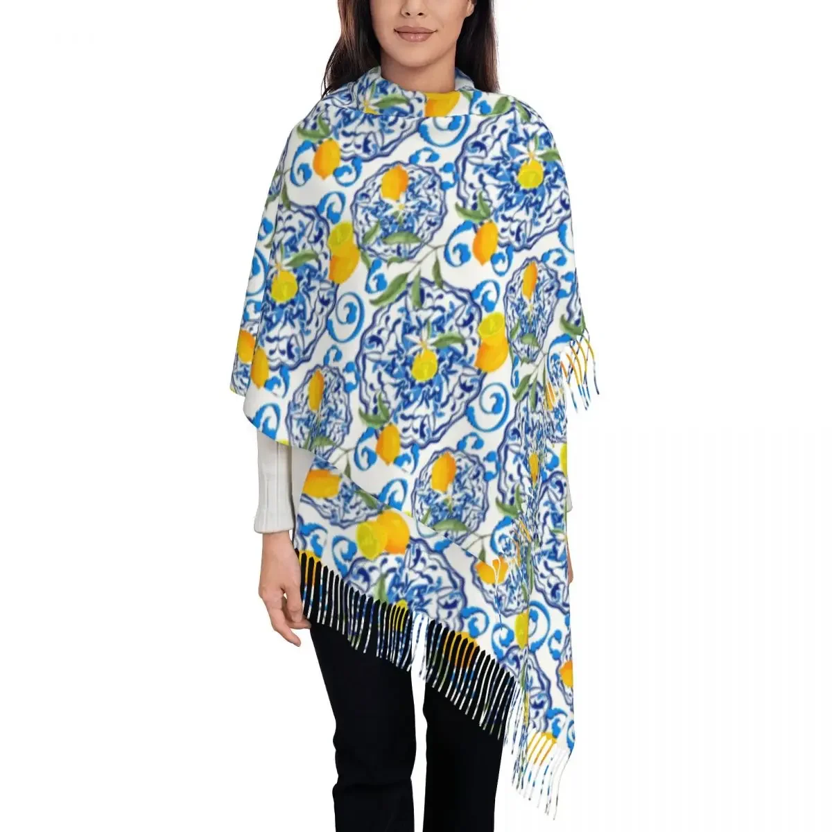 Custom Printed Summer Citrus Mediterranean Style Lemon Fruit Scarf Women Men Winter Fall Warm Scarves Shawls Wraps