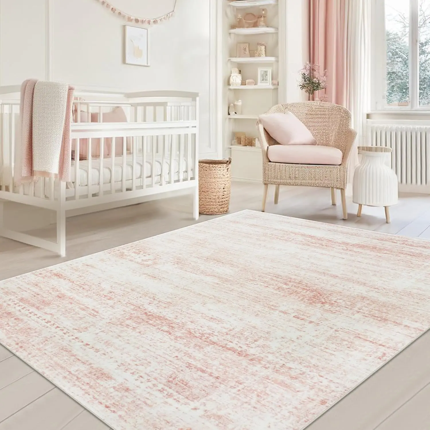 

Washable 5x7 Area Rug - Ultra Soft Faux Wool, Non-Slip, Machine Washable for Living Room Bedroom Nursery