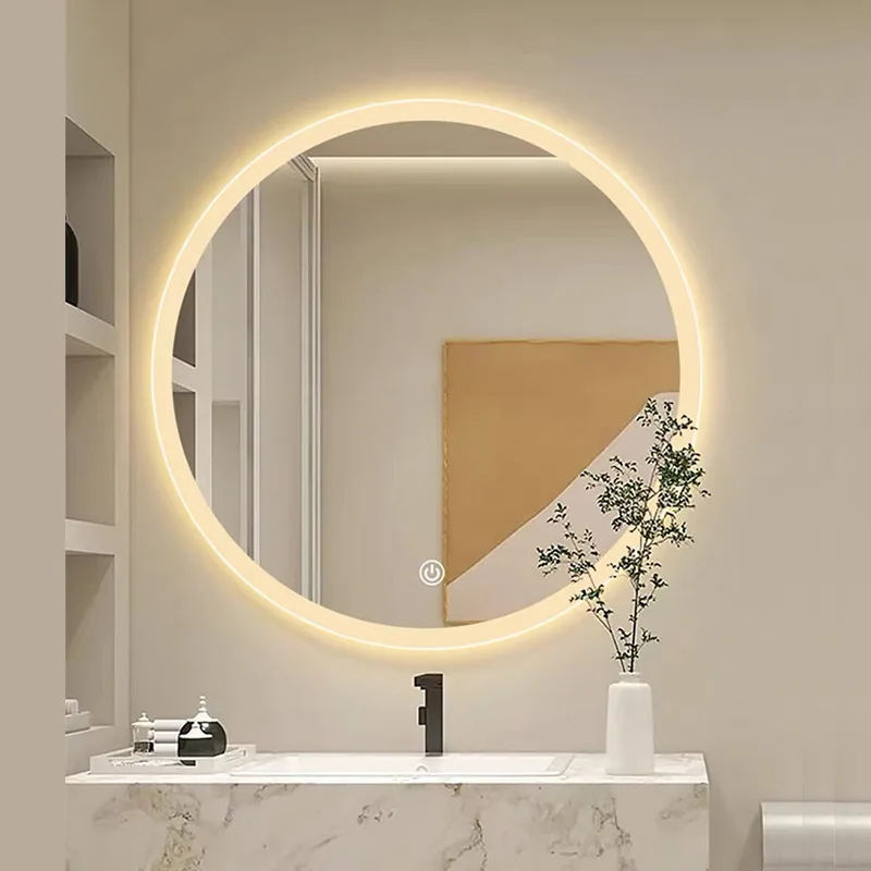 

Зеркало LED с подсветкой, 19,5 дюймов, умное круглое зеркало для ванной комнаты, настенное, с функцией антизапотевания, для макияжа