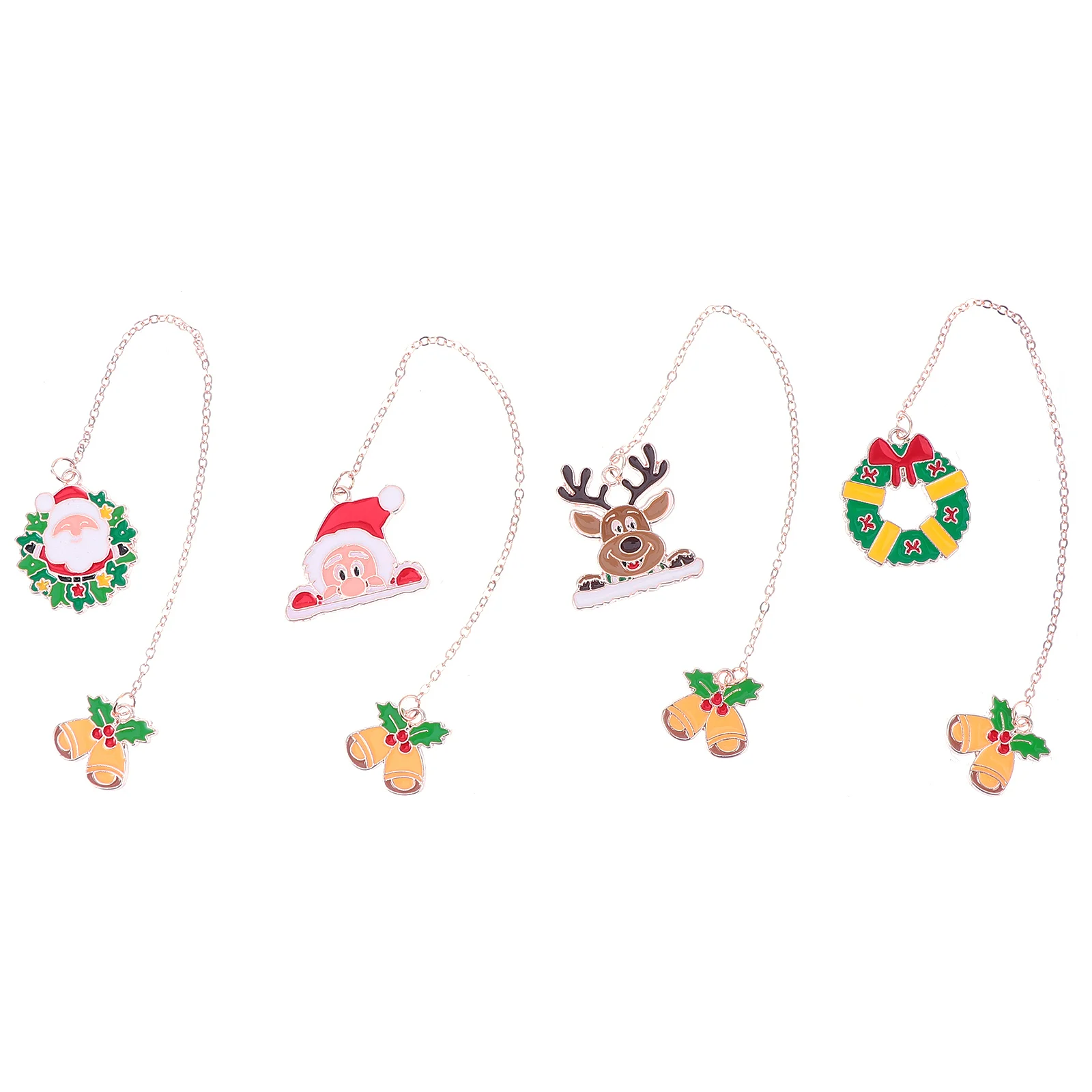 

4 Pcs Christmas Bookmarks Reindeer Rustic Jingle Bell Party Decoration Notebook
