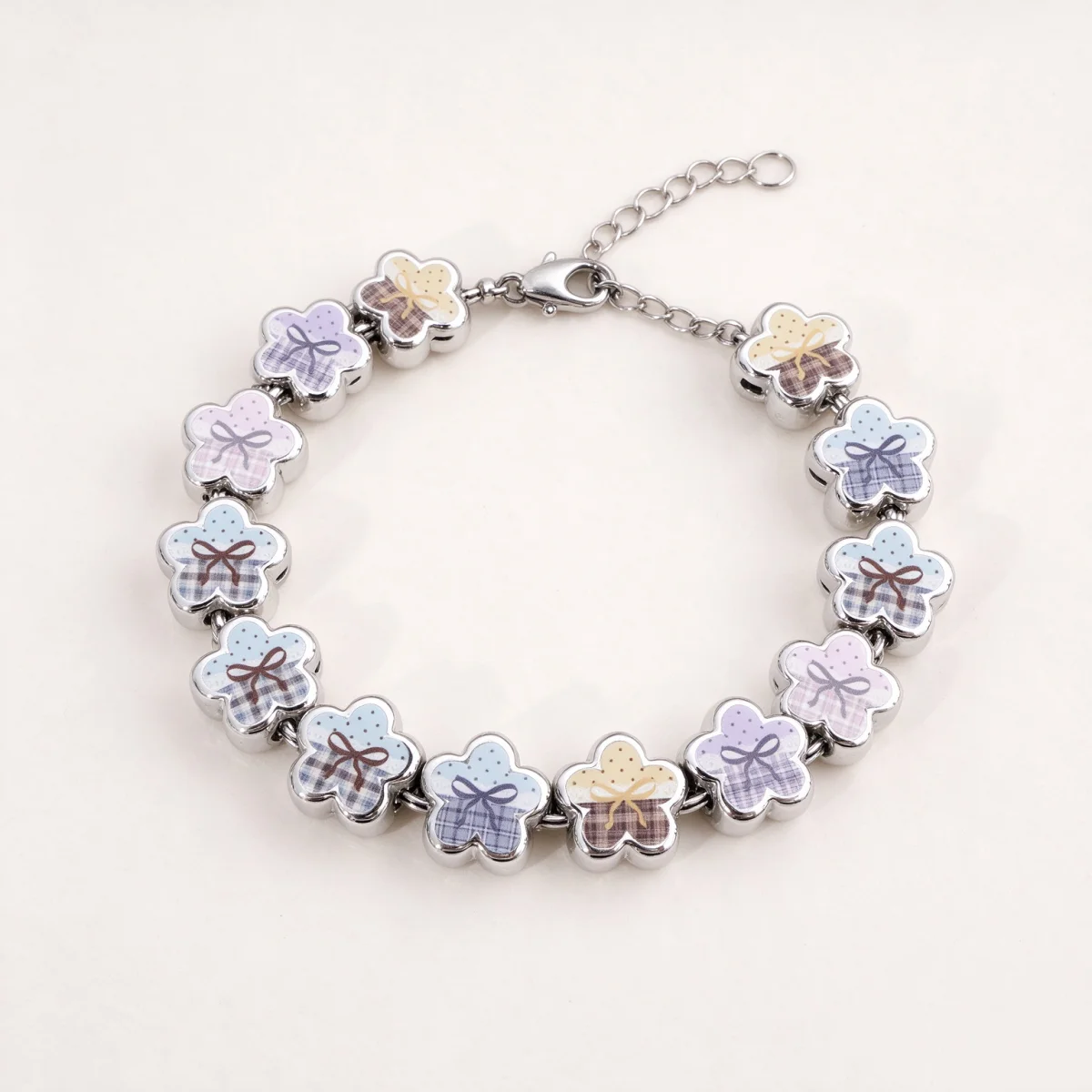 1pc 22x14mm Acrylic 3D 5 Petal Flower Beads Grid Dot Bow Pattern Spacer Beads For DIY Bracelets Keychain Jewelry Making Supplies