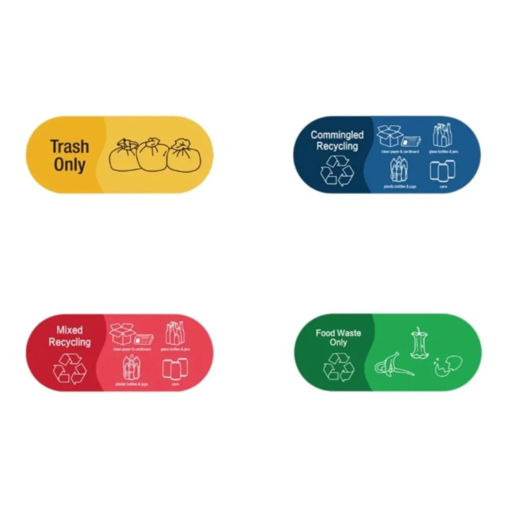Recycling Sorting Trash Bin Sticker Vinyl Waterproof Mixed Recycle Stciker Adhesive Logo Decals Trash Can Sticker Label