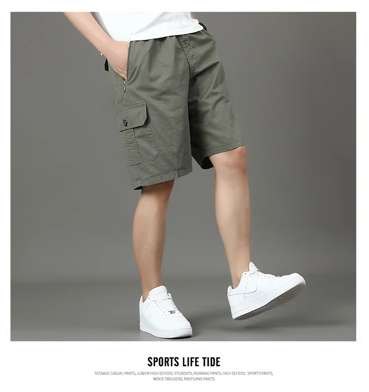 Summer new men's work shorts pocket zip trend versatile casual trousers five work trousers