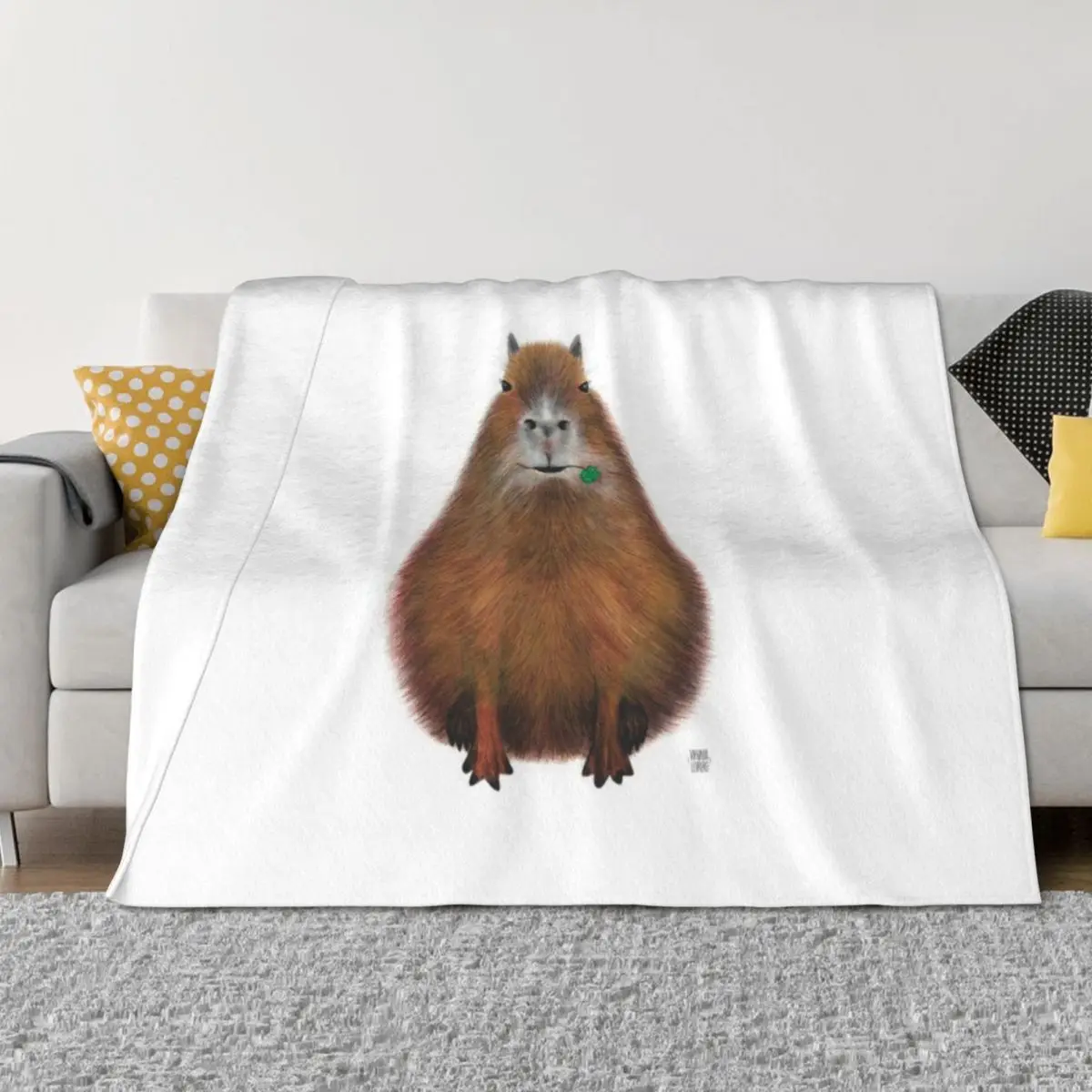 

Capybara high quality, hand made illustration Throw Blanket Decorative Sofa warm for winter manga Blankets