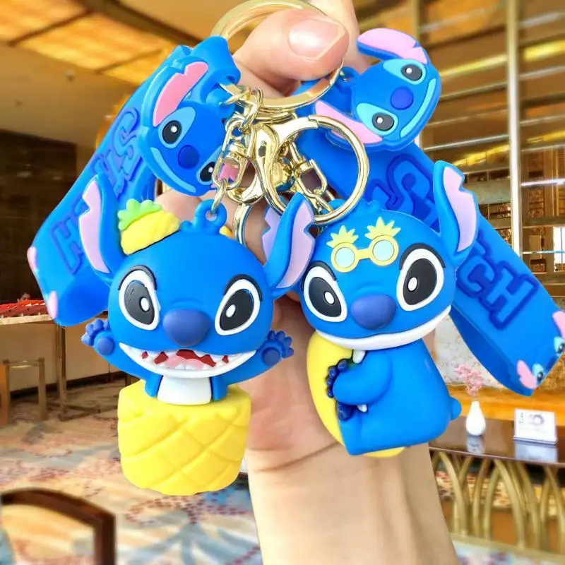 10pcs/lot wholesale Stitch Disney Key Chain Cartoon Anime Pendant Pvc Keychain Car Keyring Mobile Bag Jewelry Gift