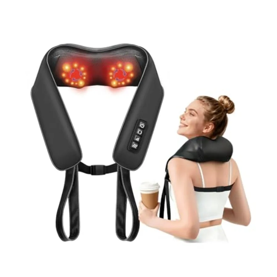 

Neck Massager for Pain Relief Deep Tissue with 2 Heat Levels Hands-Free Shiatsu Kneading Back Massager for Shoulder Whole Body