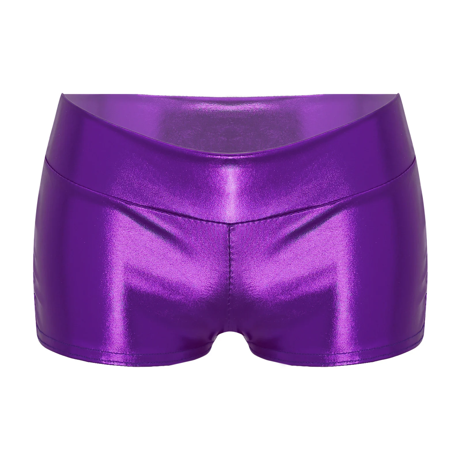 Women\'s Shiny Metallic Booty Shorts Hot Pants Rave Bottoms for Festival Night Club Party Pole Dancing Clubbing Clubwear