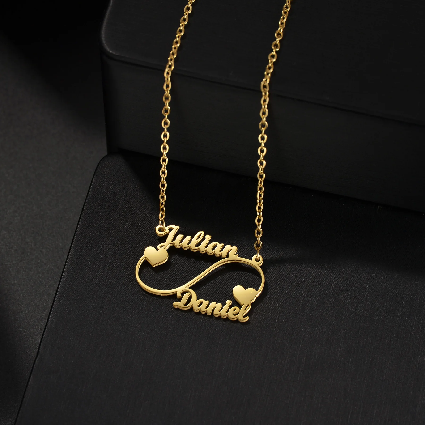 Atoztide Customize Infinite Name Necklace for Women Personalized Summer Stainless Steel Choker Link Chain Jewelry Friend Gift