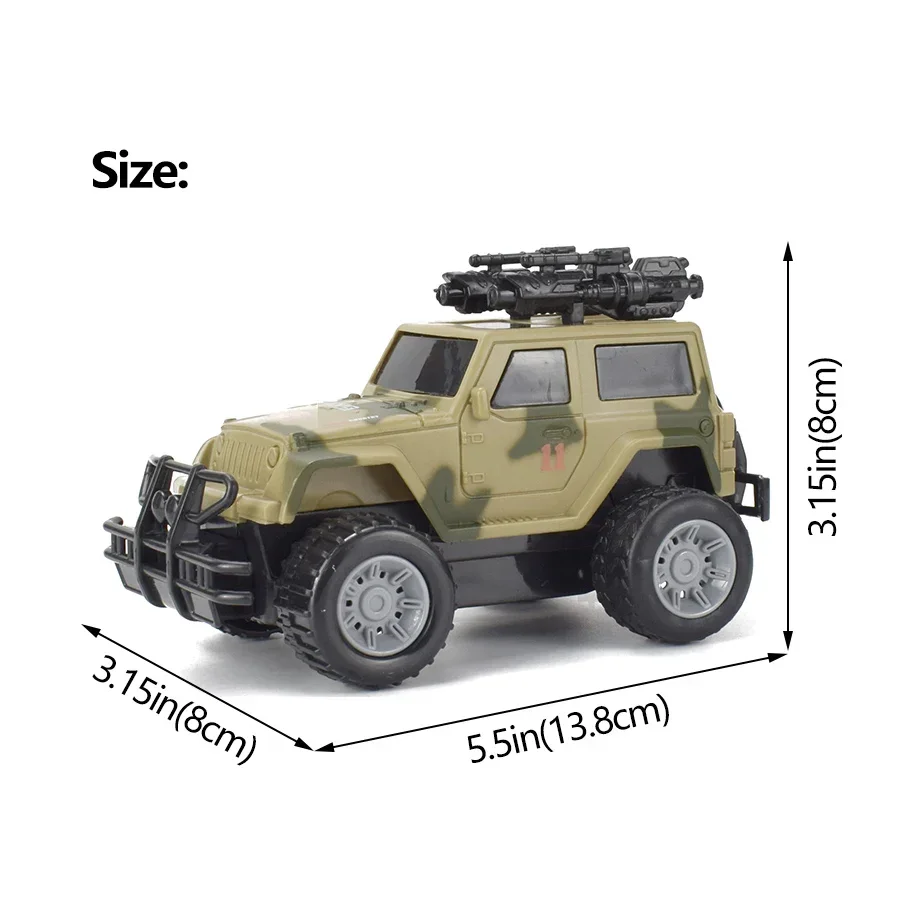 Inertial Diecast Model Simulation Jeeps Off-road Vehicle Pull Back Car Toys for Children Light Flashing Music Pull Back Car Toy