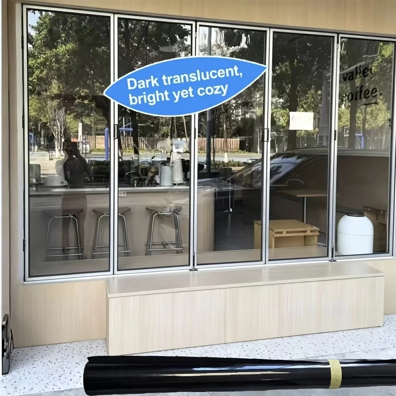 Large Size Bohemian Black Privacy Window Film Heat Control Static Cling No Glue w/ Tools Easy Install for Office Balcony Glass