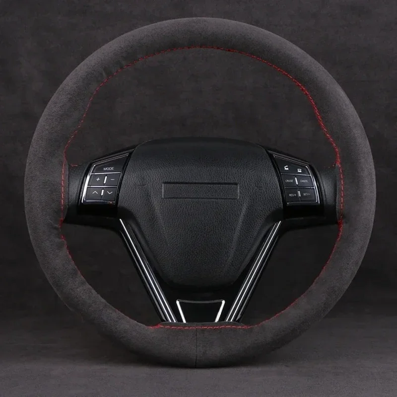 1Set DIY 38cm Hand Sewing Suede Auto Steering Wheel  Car Steering Wheel Cover Universal Braid Durable Car Accessories