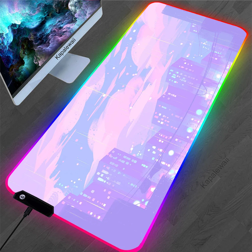 

RGB Mouse Pad Large Neon Mouse Mat Laptop Pixel Scenery Mousepad Gamer Pads Keyboard Mat Gamer LED Deskmat Gamer Mousepads