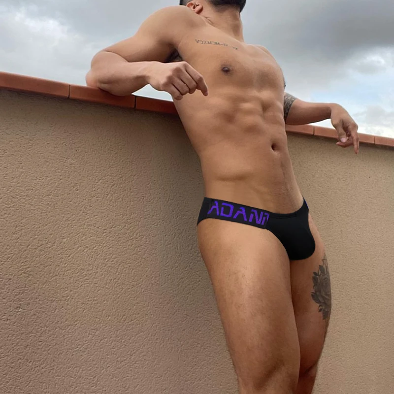 ADANNU Men‘s Modal Briefs Low-Rise Laser-Embossed Waistband Textured Holographic Comfort Underwear