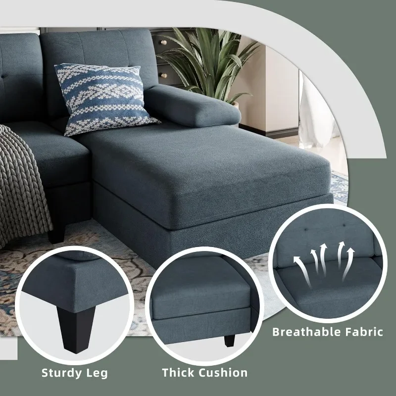 Sofa Sofa bentuk U, set furnitur ruang tamu 4 kursi dengan kursi ganda