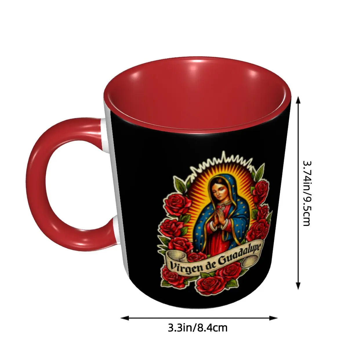DIY Virgen De Guadalupe Virgin Mary Virgencita Mexican Floral Ceramic Mugs Personalized Coffee Cup Creative Present