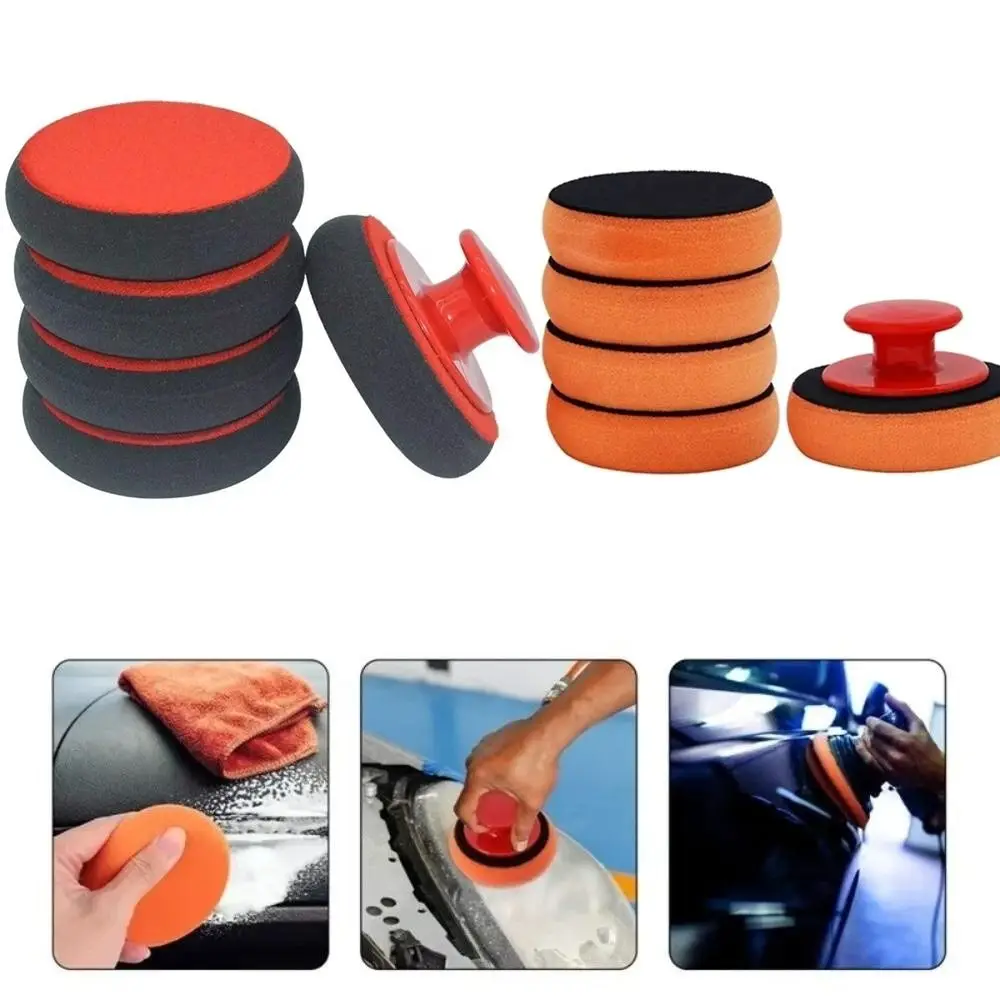 6Pcs Handle Car Wax Wash Polish Pad Car-Styling Car Cleaning Power Handle Waxing Sponge Sponge Polisher Foam Wax Pad