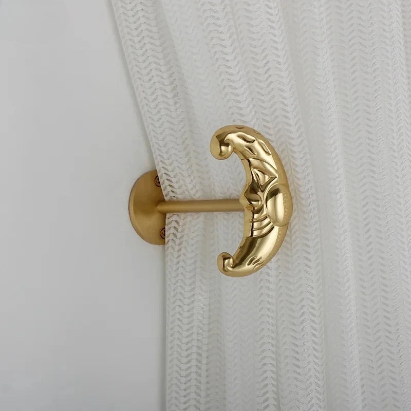 Brass Curtain Hook Metal Wall Hook Wall Hanging Curtain Stop Curtain Decorative Accessories Wall-mounted Clothes and Hats Hooks