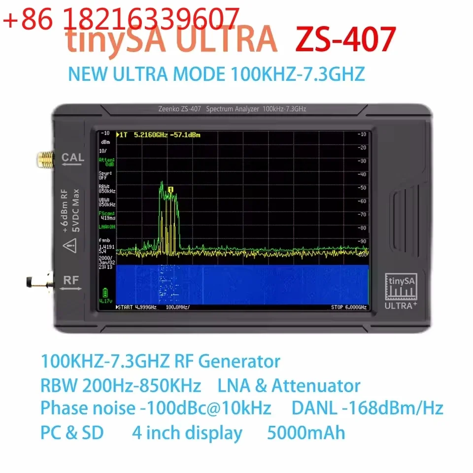 TAO Latest 7.3GHz TinySA ULTRA Plus ZS407 Handheld Spectrum Analyzer TinySA 3.95