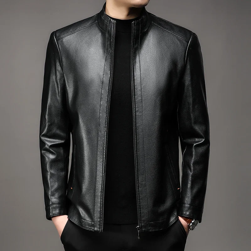 

Men's Autumn and Winter New Warm and Casual Fashion Leather Jacket with Plush and Thickened Top