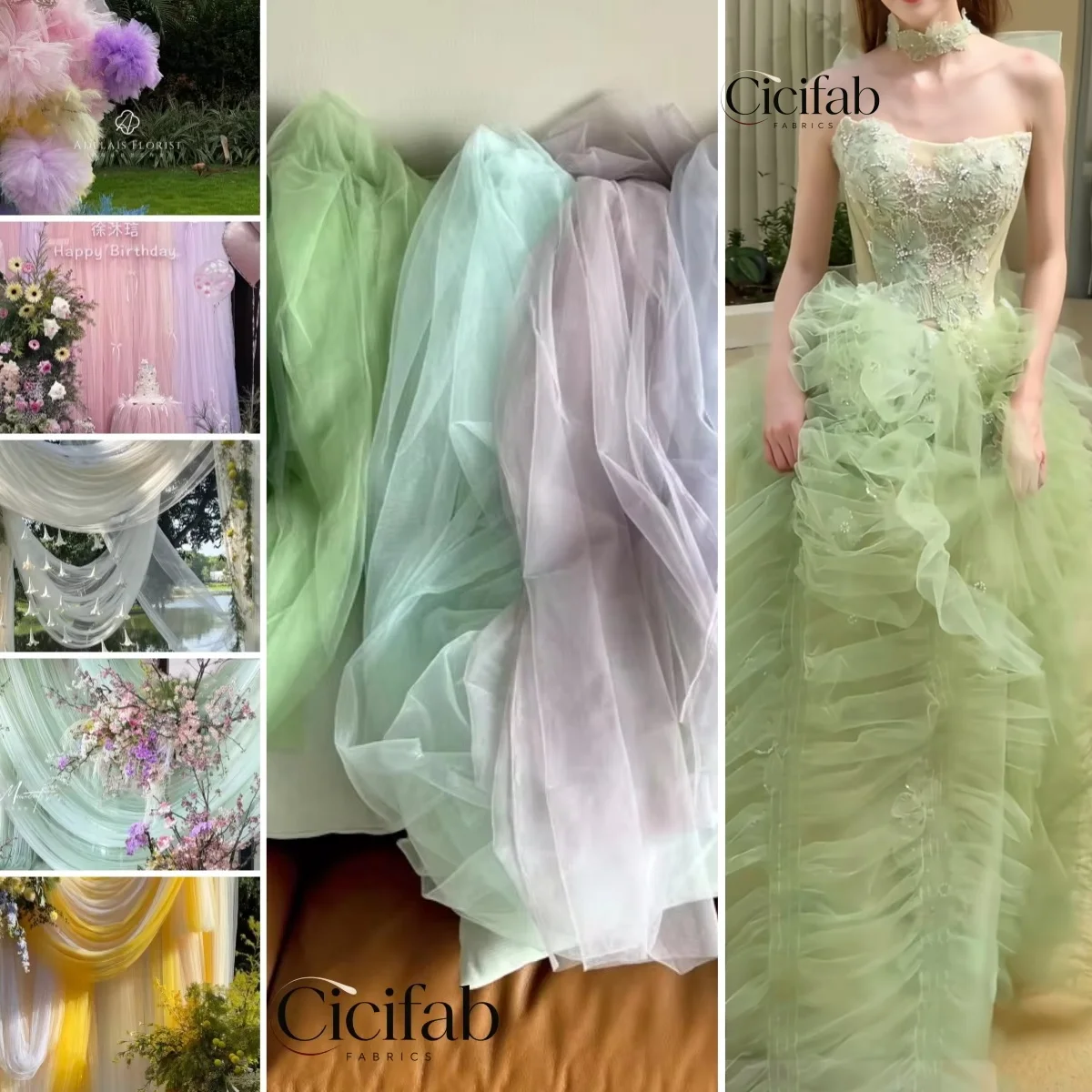 Avocado Green Tulle Fabric Soft Green Mesh for Wedding Decor Bridal Skirt Formal Dress  DIY Scene Arrangement