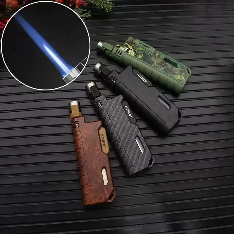 JOBON Outdoor Camping Retractable Lever Ignition Gun Visual Window  Windproof Inflatable Blue Flame Lighter  Gadgets for Men