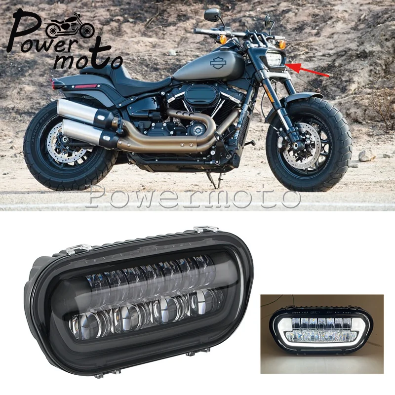 LED Headlamp Assembly White DRL High Low Beam Diecast aluminum Housing For Harley 2018-2025 Softail Fat Bob 114 FXFB FXFBS