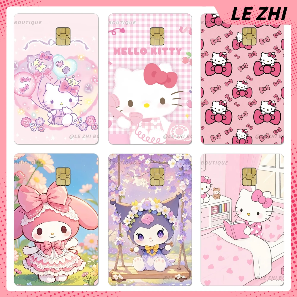 

Kawaii Hello Kitty My Melody Kuromi Credit Debit Card Party Sticker Cartoon Anime Sanrio Shining Rainbow Star Love Skin Sticker