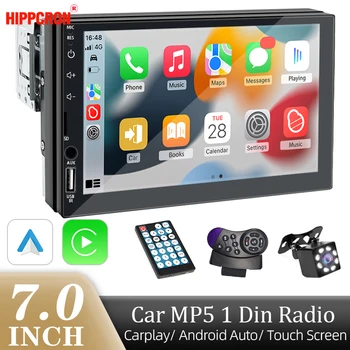 רדיו לרכב Carplay 1 דין אנדרואיד אוטו נגן מולטימדיה HD 7'' מסך מגע קלט FM AUX Bluetooth MirrorLink אוטורדיו אוניברסלי